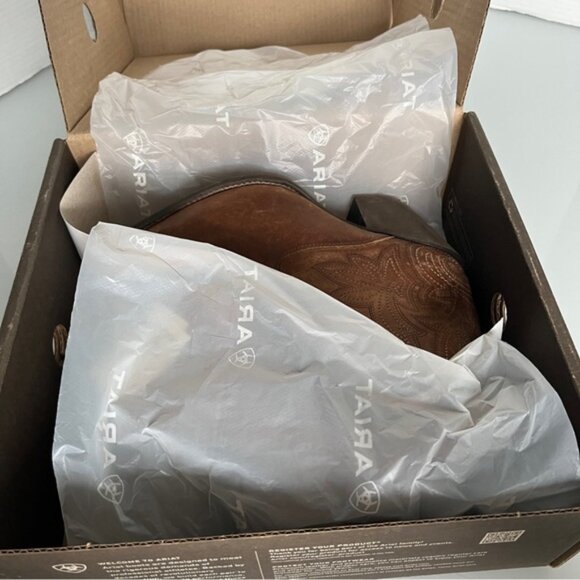 Ariat Brown Western Ankle Booties with Pointed Toe - Picture 4 of 14